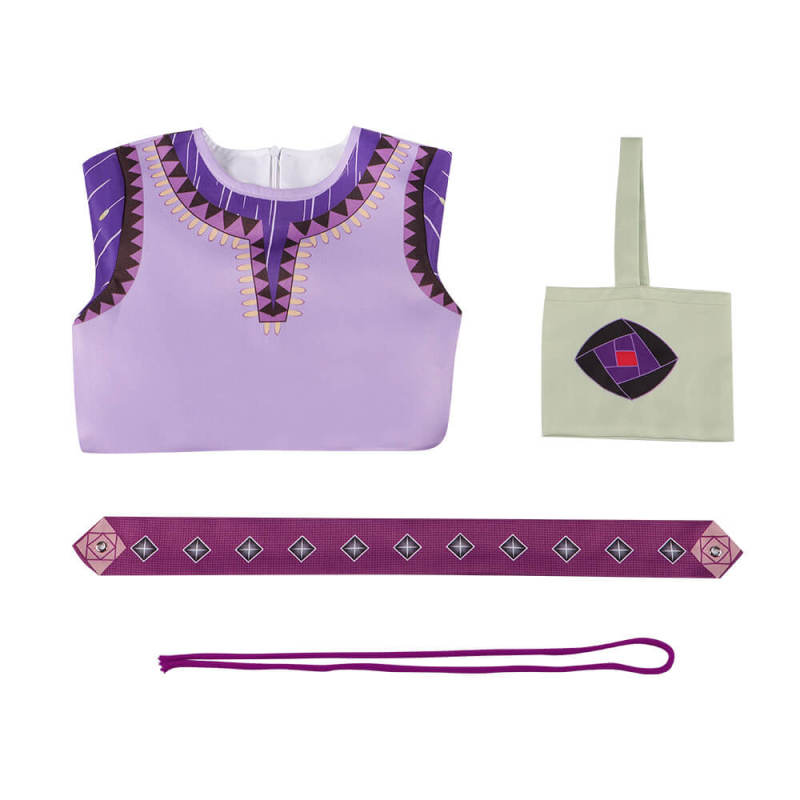 Kids Wish Asha Purple Dress For Girls Disney Movie Cosplay Costume Takerlama