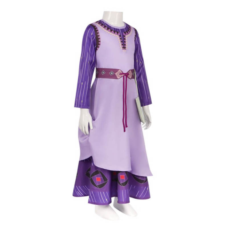 Kids Wish Asha Purple Dress For Girls Disney Movie Cosplay Costume Takerlama