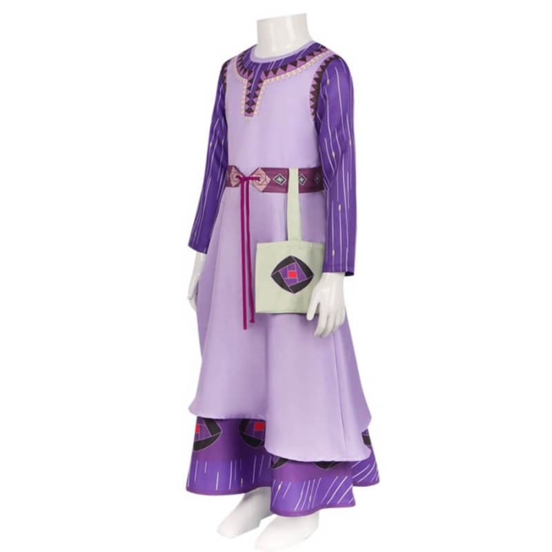 Kids Wish Asha Purple Dress For Girls Disney Movie Cosplay Costume Takerlama