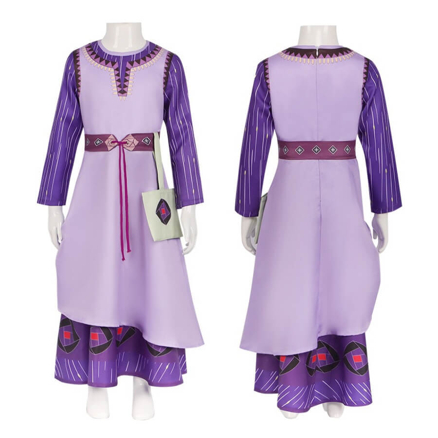 Kids Wish Asha Purple Dress For Girls Disney Movie Cosplay Costume Takerlama