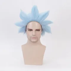 Rick and Morty Rick Sanchez Cosplay Wig Blue Hair for Adults Takerlama
