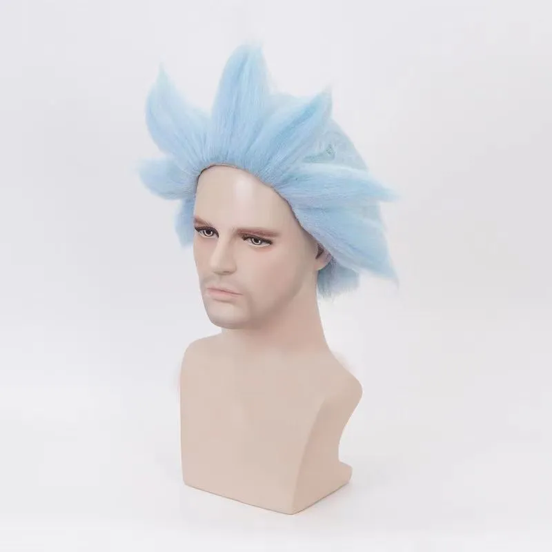 Rick and Morty Rick Sanchez Cosplay Wig Blue Hair for Adults Takerlama