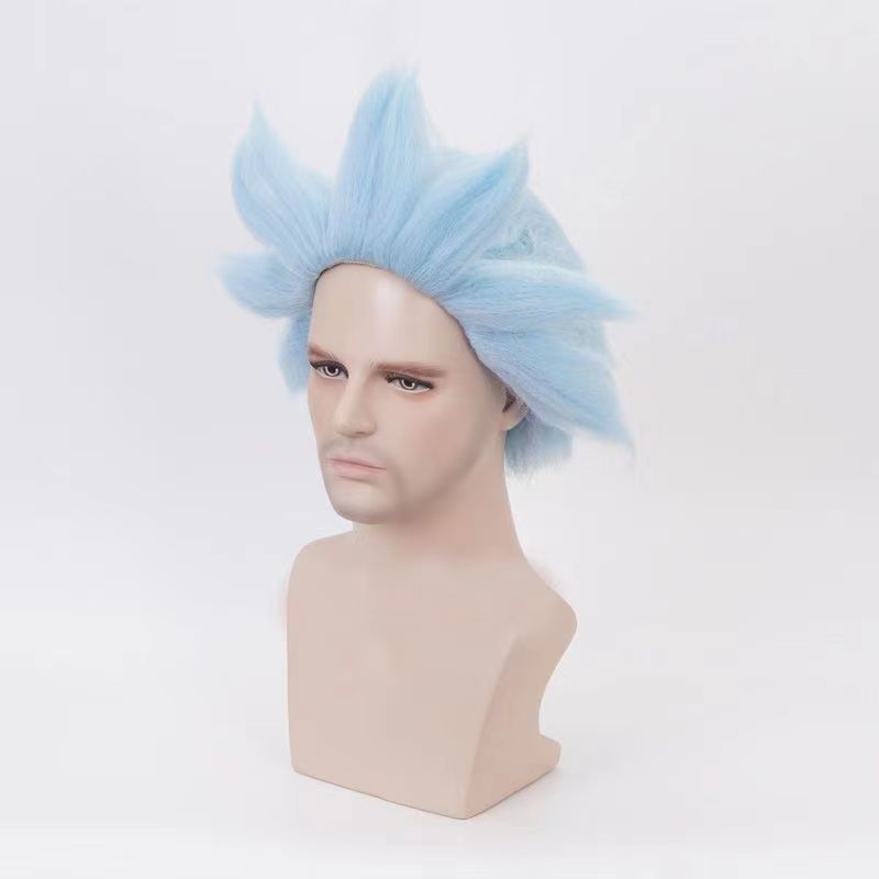 Rick and Morty Rick Sanchez Cosplay Wig Blue Hair for Adults Takerlama