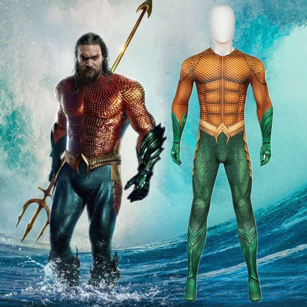 Aquaman New Costume Adults DC Movie Arthur Curry Gold Suit Aquaman