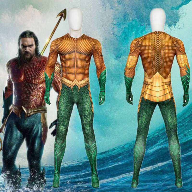 Aquaman New Costume Adults DC Movie Arthur Curry Gold Suit Aquaman and ...