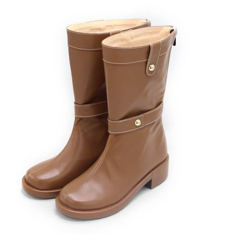 Frieren Women Brown Cosplay Shoes Boots Halloween Costumes Accessory Custom Made