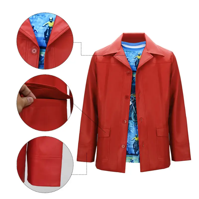 Fight Club Tyler Durden Cosplay Costumes Brad Pitt Biker Leather Jacket Takerlama