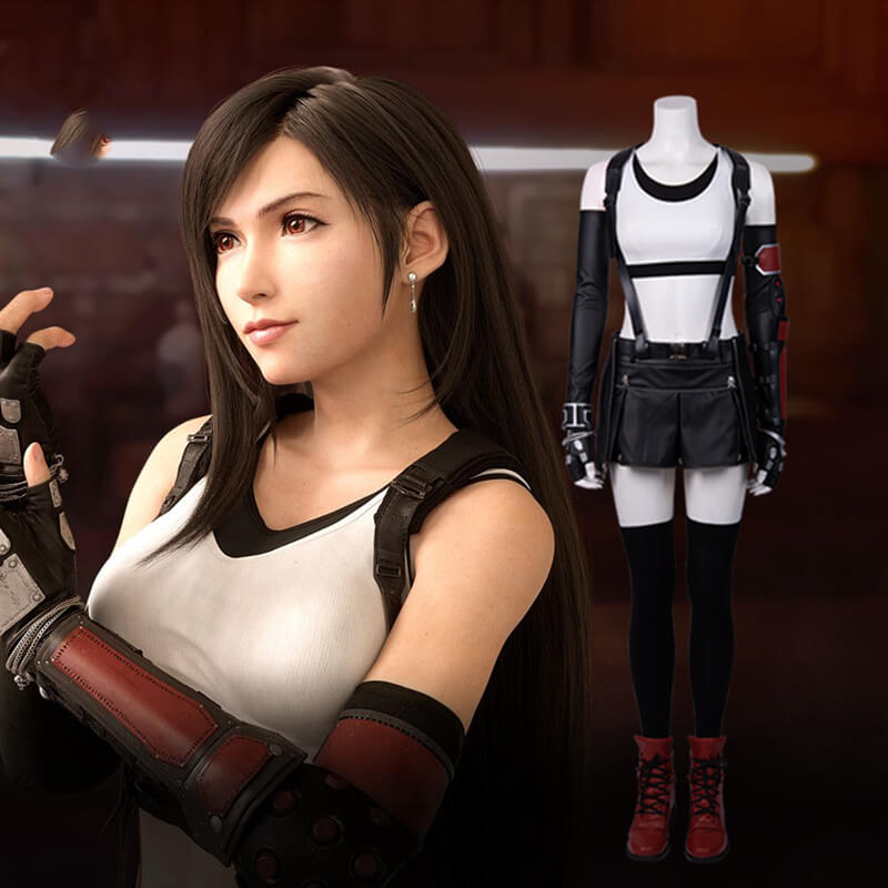 Deluxe Final Fantasy VII Remake Tifa Lockhart Cosplay Costume Takerlama Deluxe Final Fantasy VII Remake Tifa Lockhart Cosplay Costume Takerlama