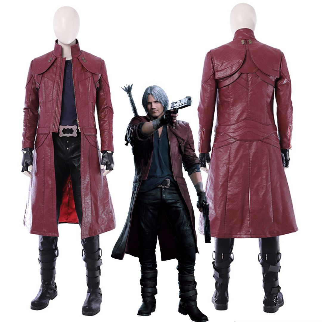 Game Devil May Cry V DMC5 Dante Aged Outfit Leather Cosplay