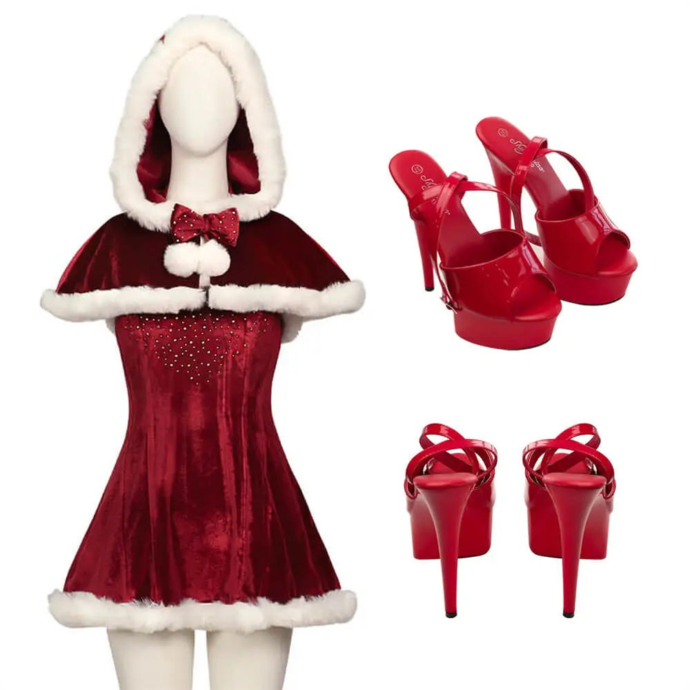 christmas cosplay dress Women's Christmas Santa Claus Costume Green Elf Cosplay Fancy Dress