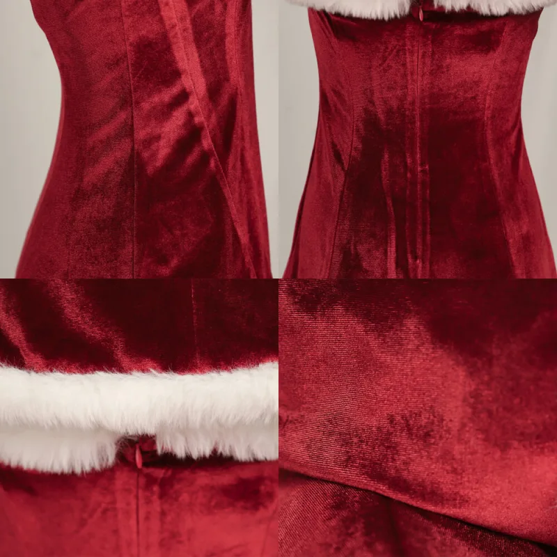 Love Actually Christmas Cosplay Costume Red Velvet Retro Party Dress Takerlama