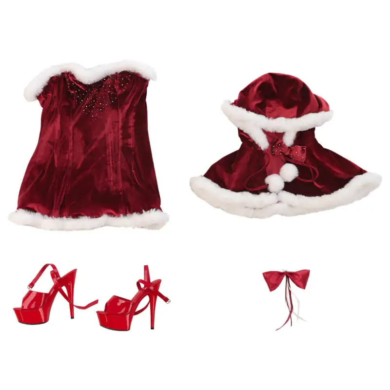 Love Actually Christmas Cosplay Costume Red Velvet Retro Party Dress Takerlama