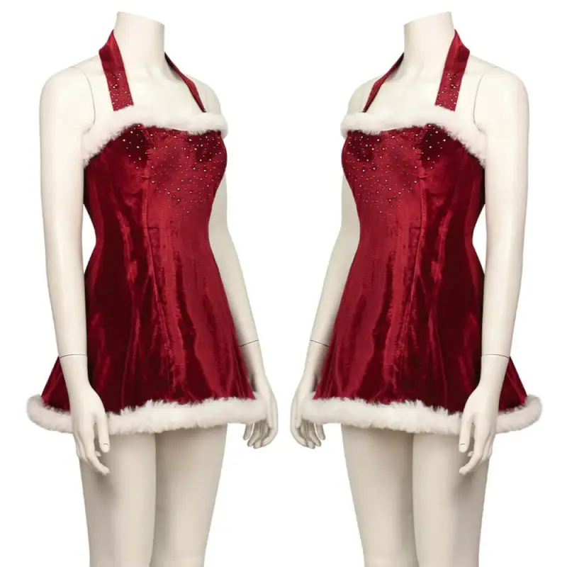 Love Actually Christmas Cosplay Costume Red Velvet Retro Party Dress Takerlama