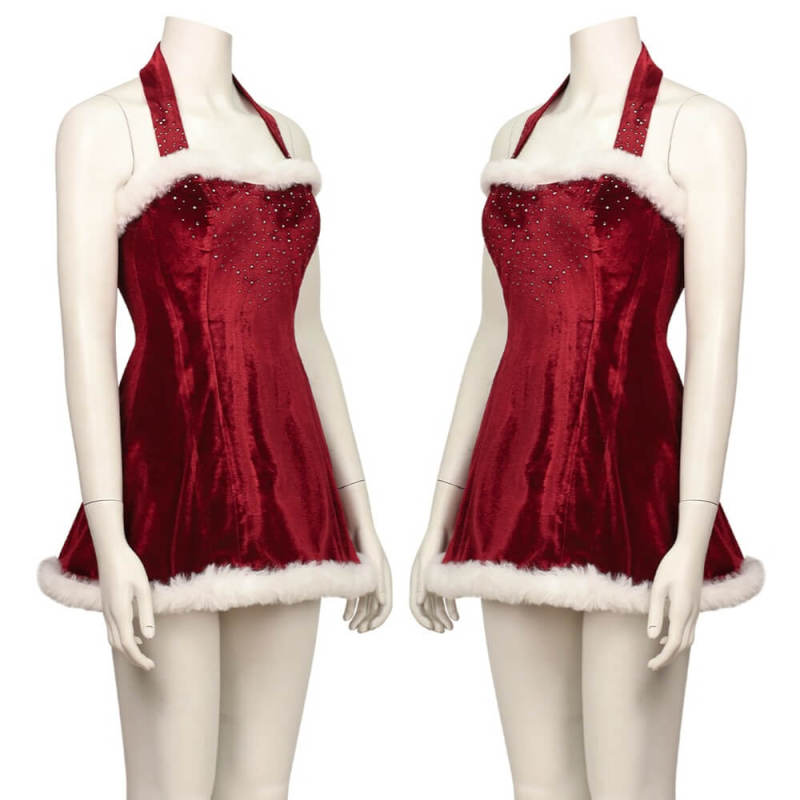 Love Actually Christmas Cosplay Costume Red Velvet Retro Party Dress Takerlama