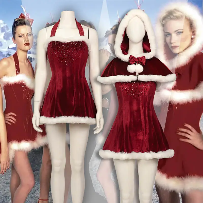 Love Actually Christmas Cosplay Costume Red Velvet Retro Party Dress Takerlama