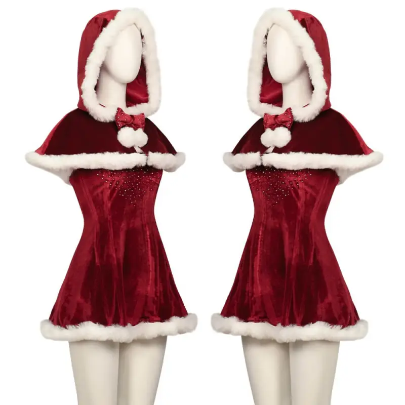 Love Actually Christmas Cosplay Costume Red Velvet Retro Party Dress Takerlama