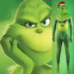 The Grinch Christmas Costume Spandex Jumpsuit Mask Green How the Grinch Stole Christmas Takerlama