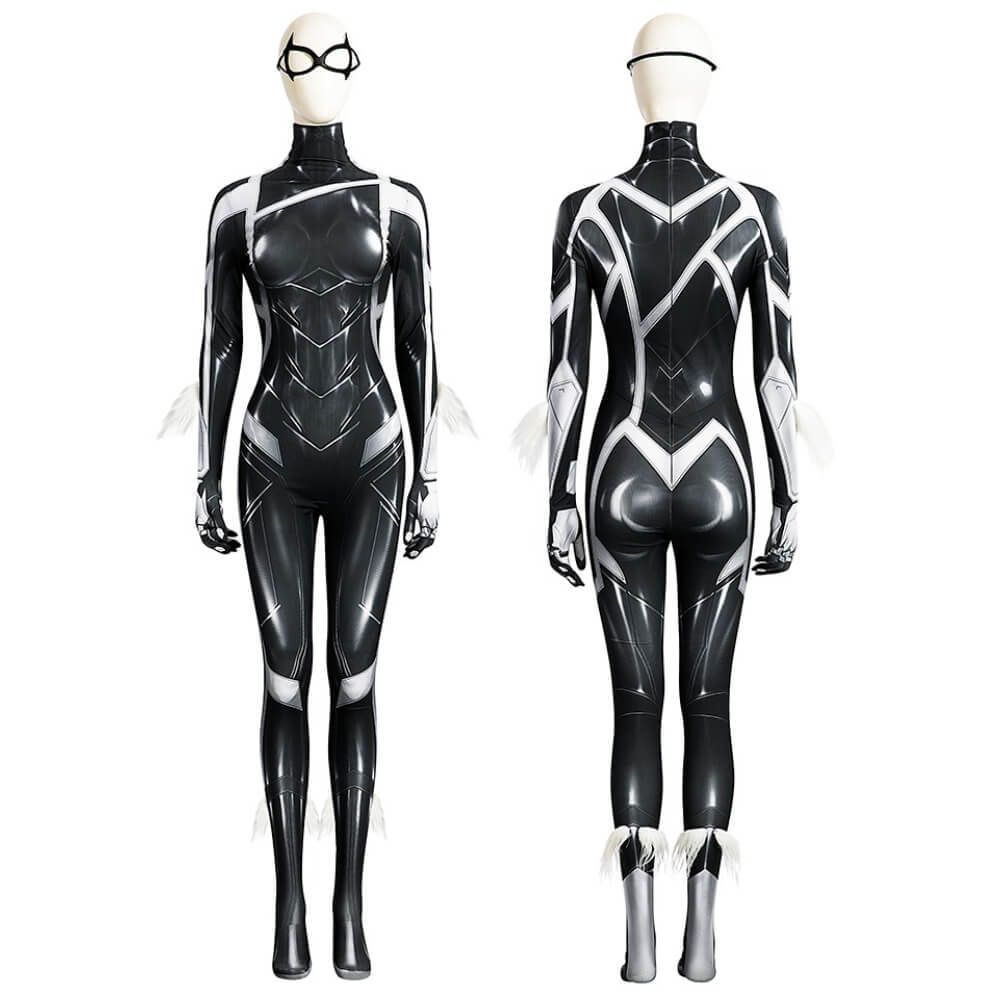 Spider-Man 2 Black Cat Felicia Hardy Bodysuit Mask Cosplay Costume Takerlama