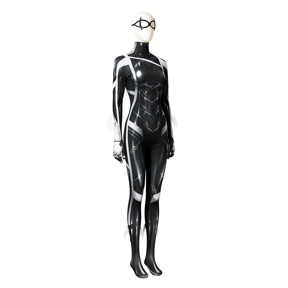 Spider-Man 2 Black Cat Felicia Hardy Bodysuit Mask Cosplay Costume Takerlama
