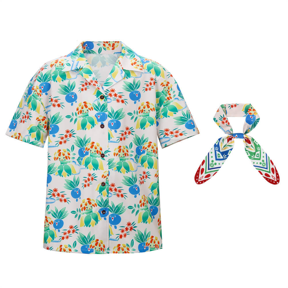 Girls's Concierge Haru Short Sleeve Shirt Tie TV Series Cosplay Costume Takerlama