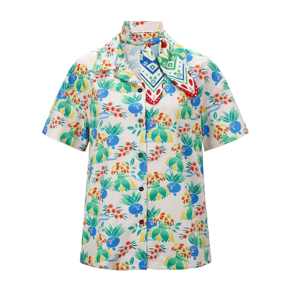 Women's Concierge Haru Short Sleeve Shirt with Tie TV Series Cosplay Costume Takerlama