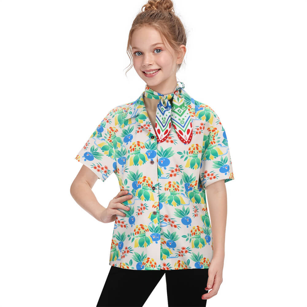 Girls's Concierge Haru Short Sleeve Shirt Tie TV Series Cosplay Costume Takerlama