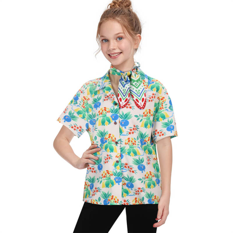 Girls's Concierge Haru Short Sleeve Shirt Tie TV Series Cosplay Costume Takerlama