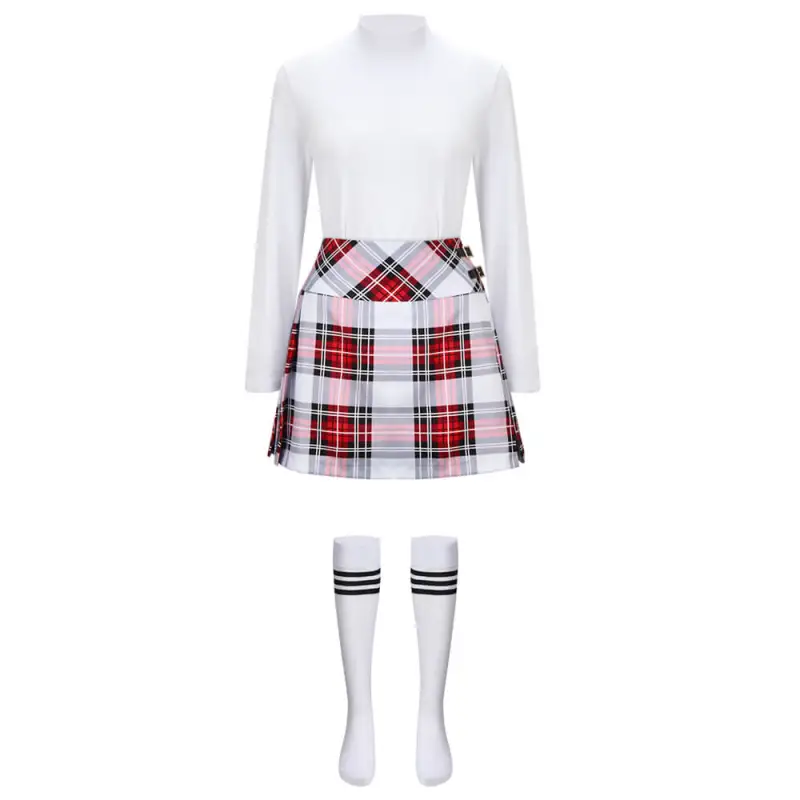 Women's Friends Rachel Costume TV Series Cosplay Shirt Skirt Stockings Takerlama