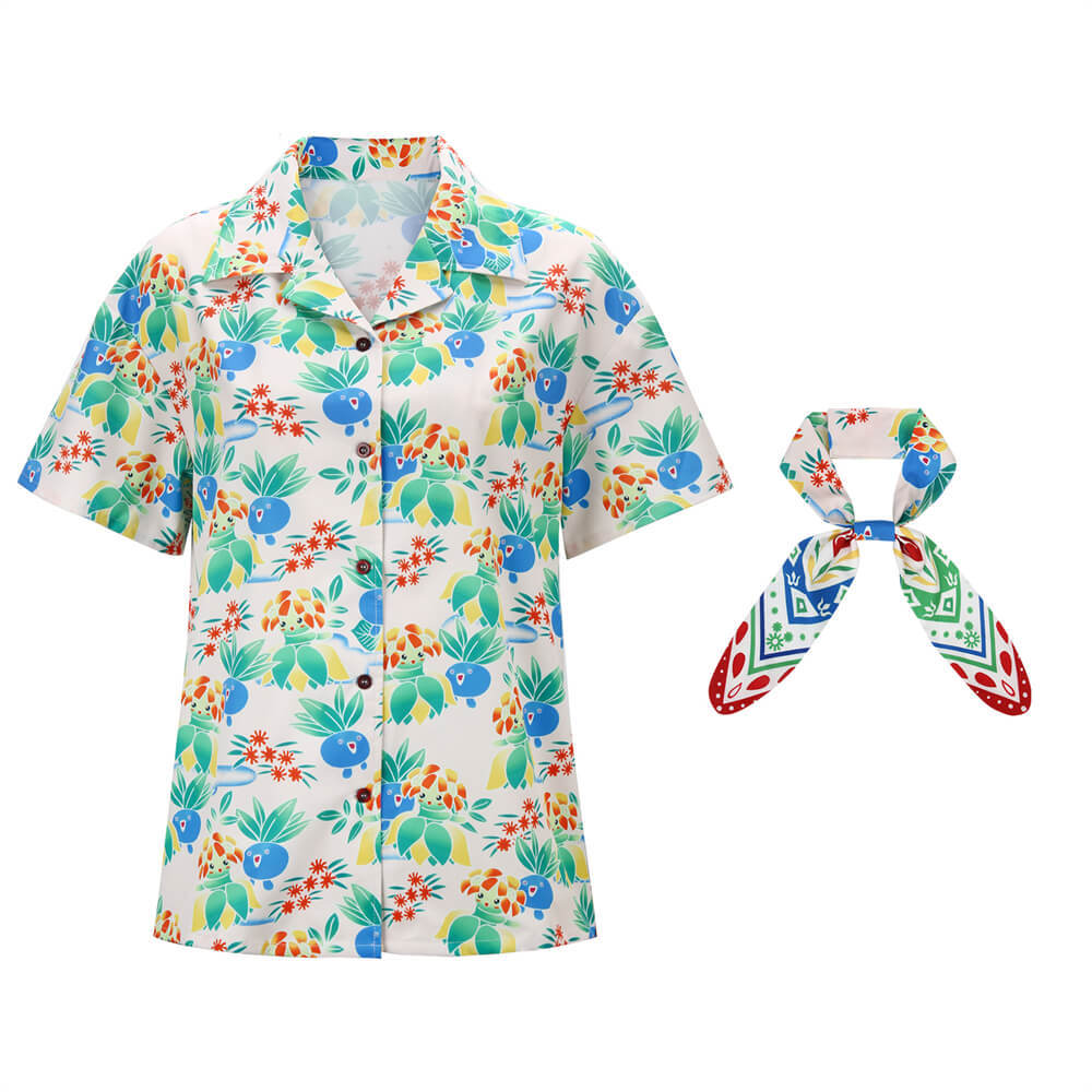Women's Concierge Haru Short Sleeve Shirt with Tie TV Series Cosplay Costume Takerlama