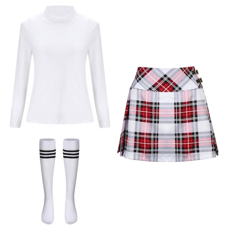 Women's Friends Rachel Costume TV Series Cosplay Shirt Skirt Stockings Takerlama