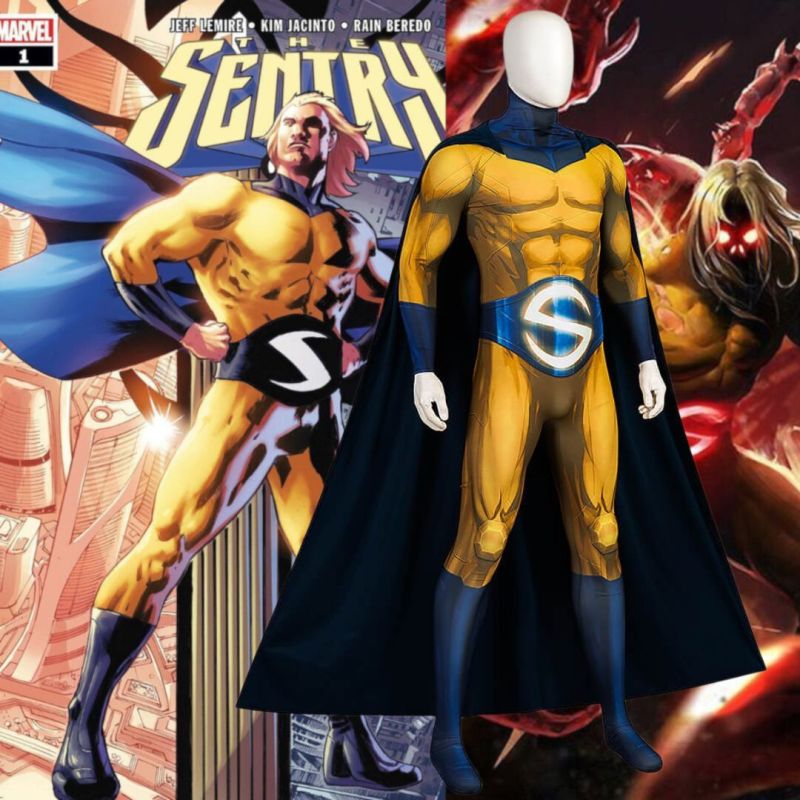 Marvel Sentry Cosplay Costume 3D Printed Jumpsuit With Cloak Takerlama