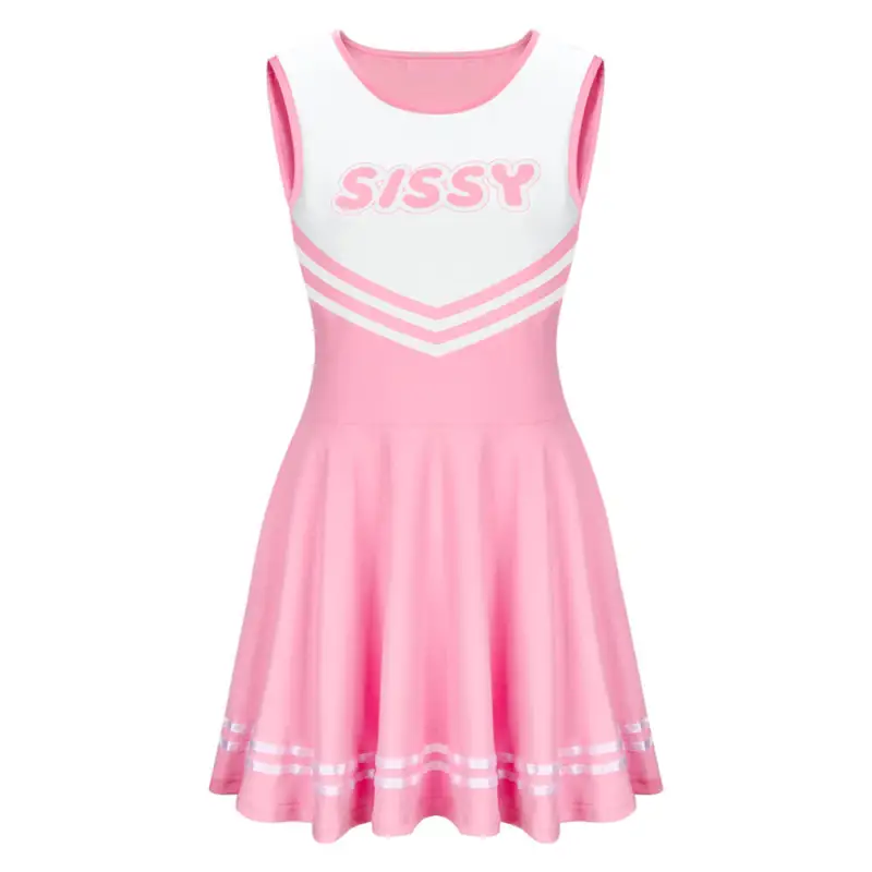 Sissy Cheerleader Costume Pink Mini Dress-Takerlama