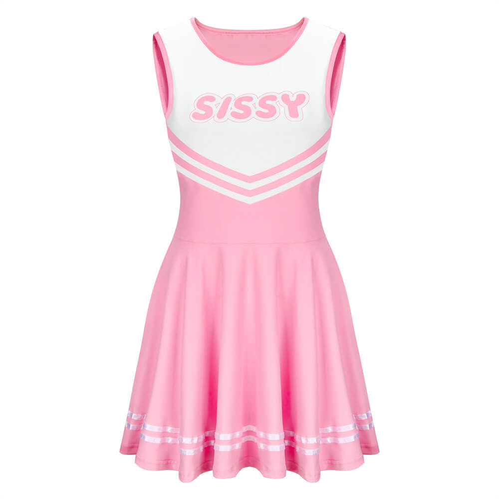 Sissy Cheerleader Costume Pink Mini Dress-Takerlama