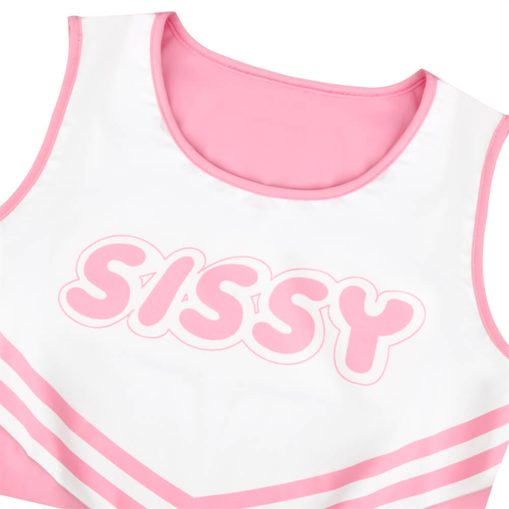 Sissy Cheerleader Costume Pink Mini Dress-Takerlama