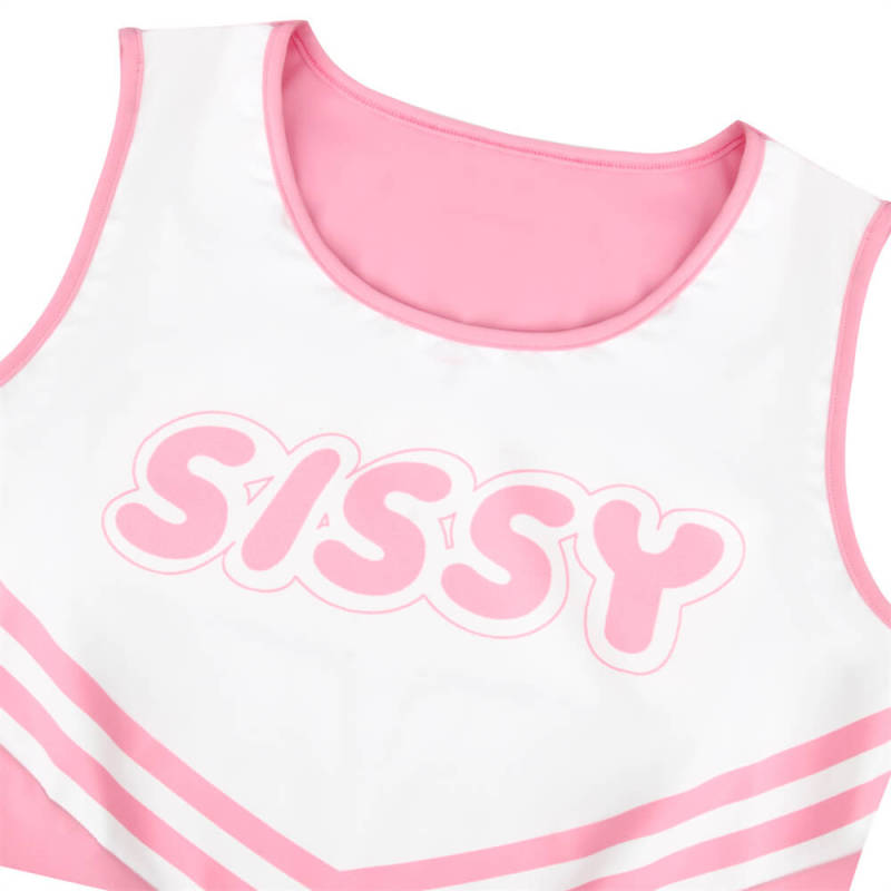 Sissy Cheerleader Costume Pink Mini Dress-Takerlama