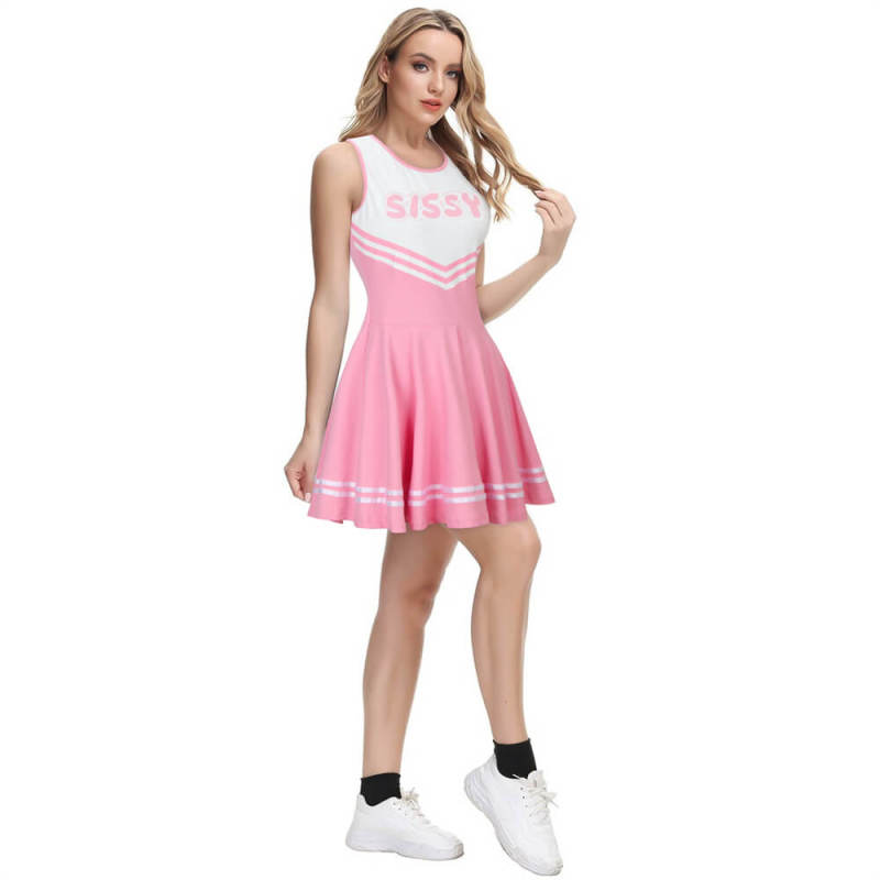 Sissy Cheerleader Costume Pink Mini Dress-Takerlama