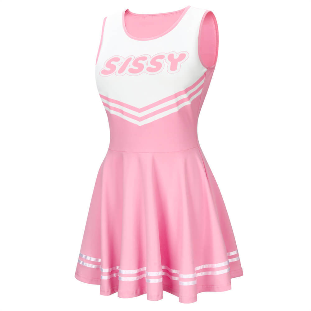 Sissy Cheerleader Costume Pink Mini Dress-Takerlama