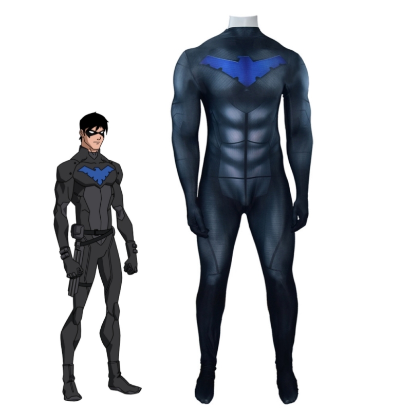 Nightwing Jumpsuit Dick Grayson Tights Robin Cosplay Costume For Adult &amp; Kids Takerlama