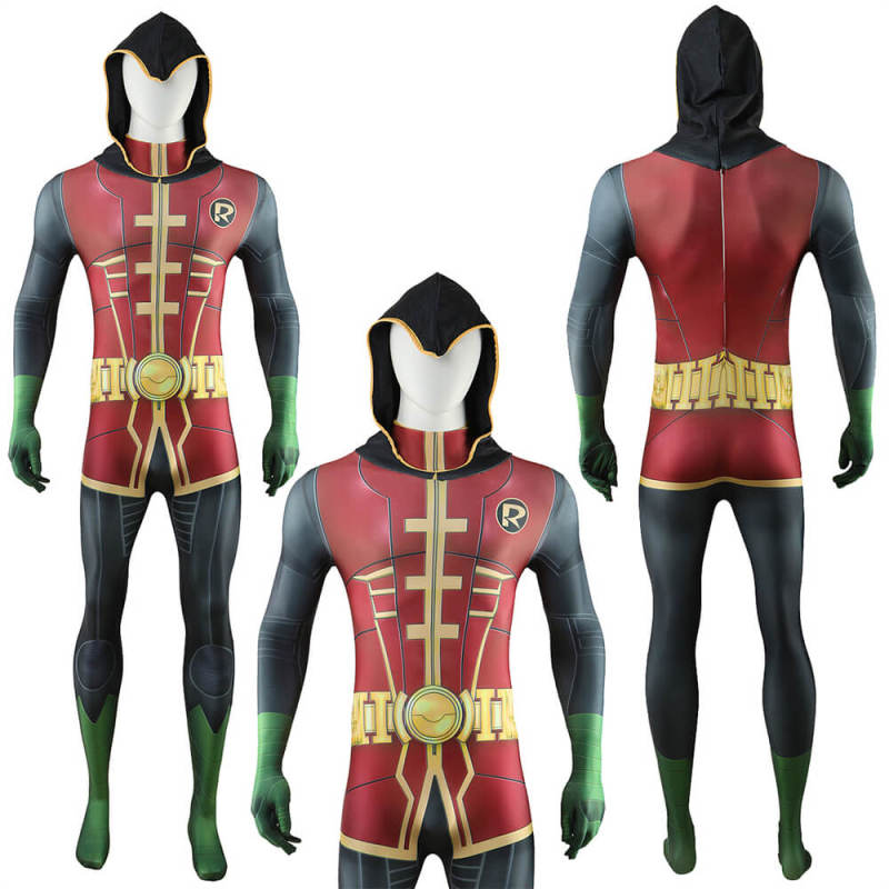 Robin Damian Wayne Cosplay Costume DC Comic Superhero Jumpsuit Adults Kids Takerlama