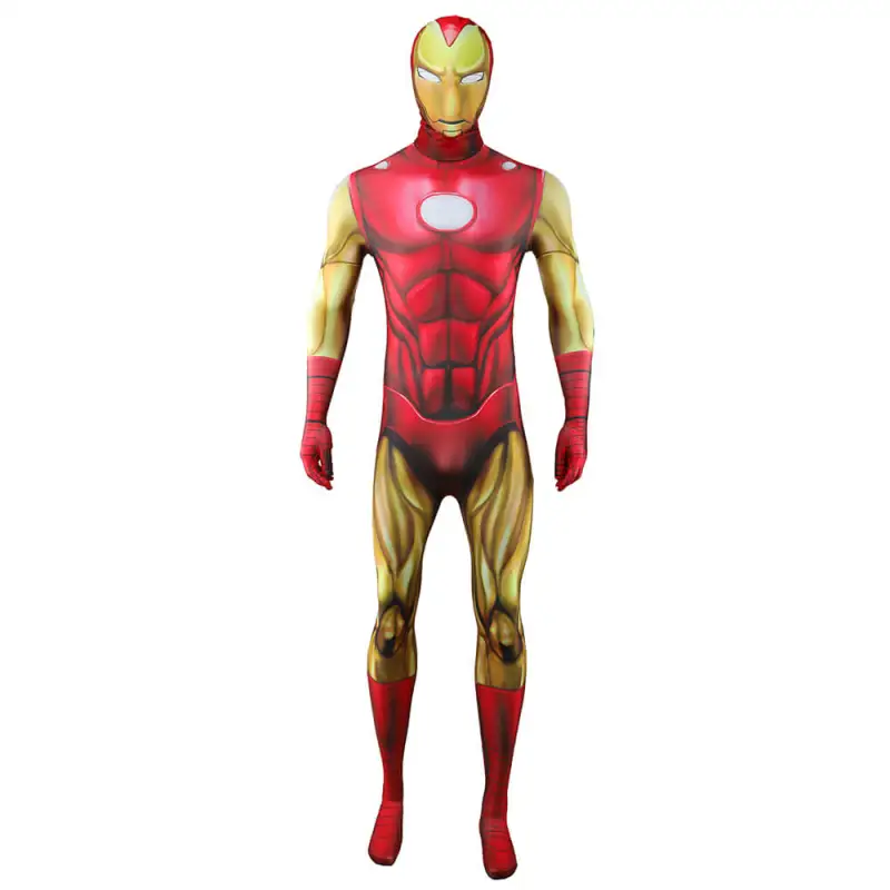 Iron Man Classic Cosplay Costume Marvel Superhero the Avengers Red Bodysuit Adults Kids Takerlama