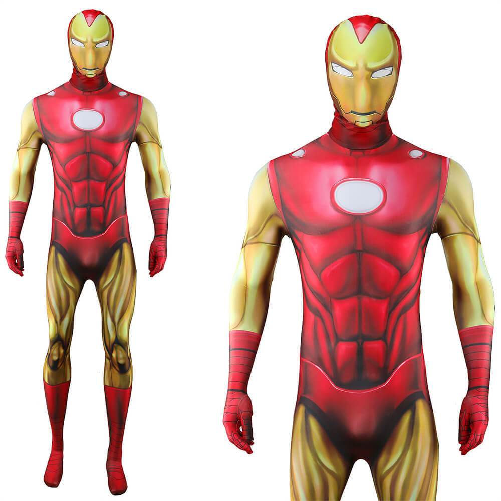 Iron Man Classic Cosplay Costume Marvel Superhero the Avengers Red Bodysuit Adults Kids Takerlama