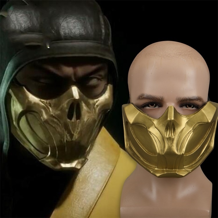 Mortal Kombat Scorpion Gold Mask Cosplay Props Accessories Takerlama