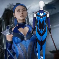 Mortal Kombat 11 Kitana Cosplay Costume MK Blue Outfit Takerlama