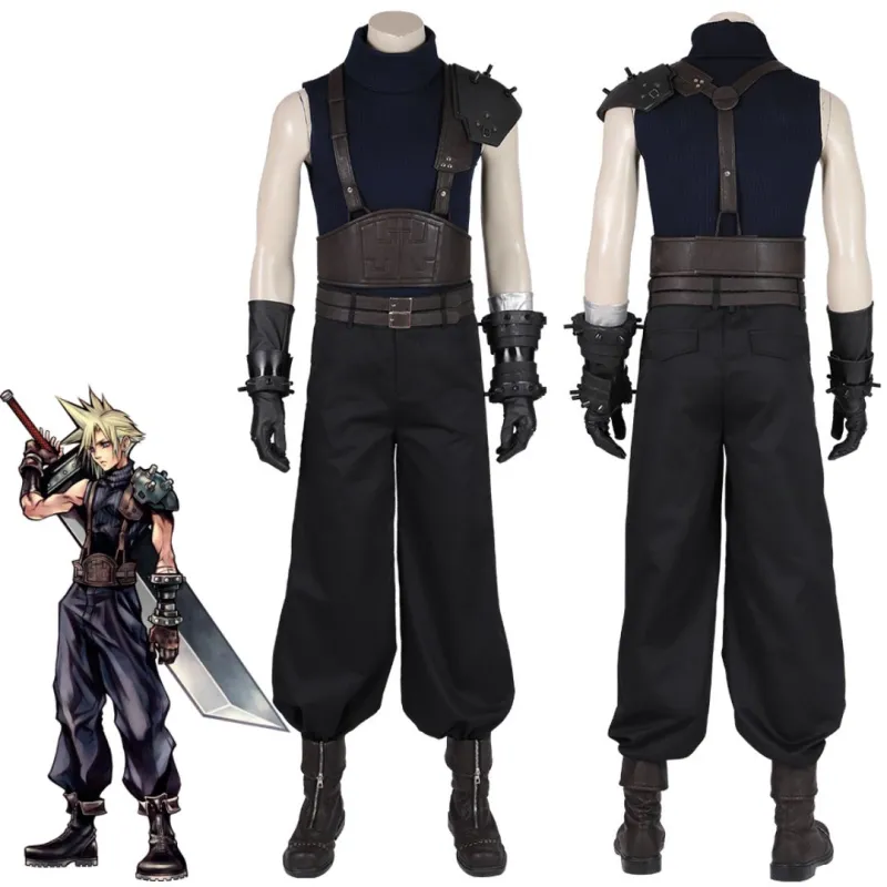 Cloud Strife Costume Final Fantasy VII FF7 PS4 Game Reset Version Cosplay Suit Takerlama