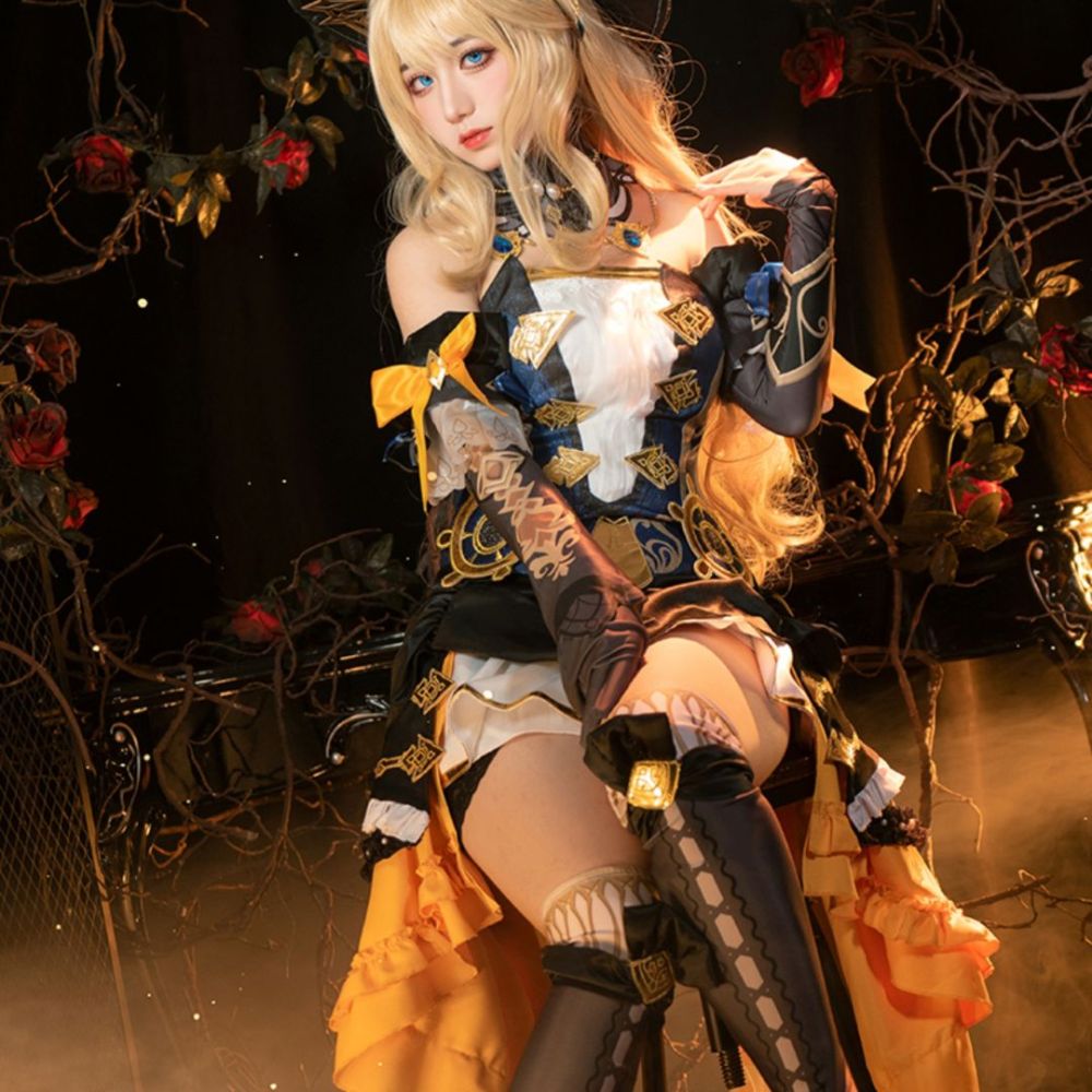 Genshin Impact Navia Cosplay Costume Deluxe Outfits Takerlama