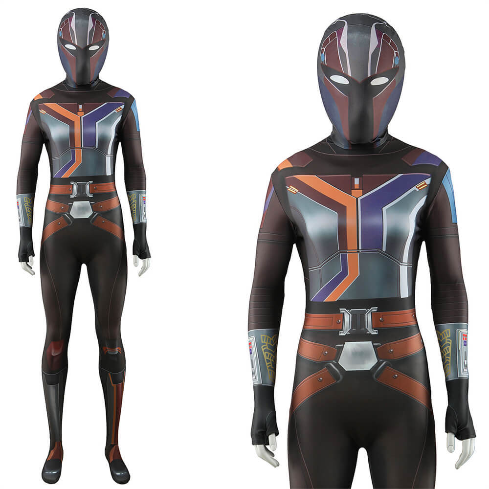 Takerlama Ahsoka Sabine Wren Cosplay Costume Star Wars  Bodysuit Mask Adults Kids