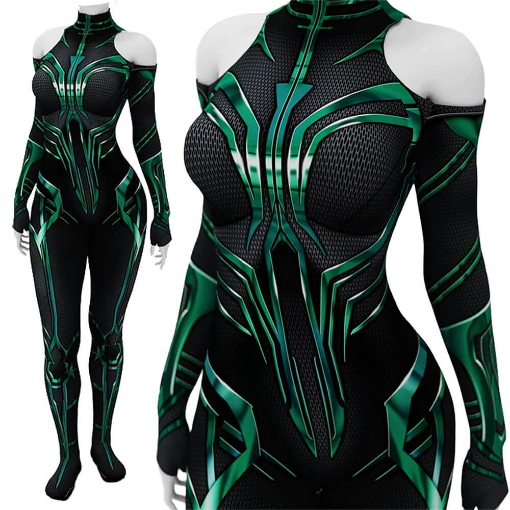 Takerlama Thor: Ragnarok Hela Cosplay Costume Goddess of Death Jumpsuit Adults Kids