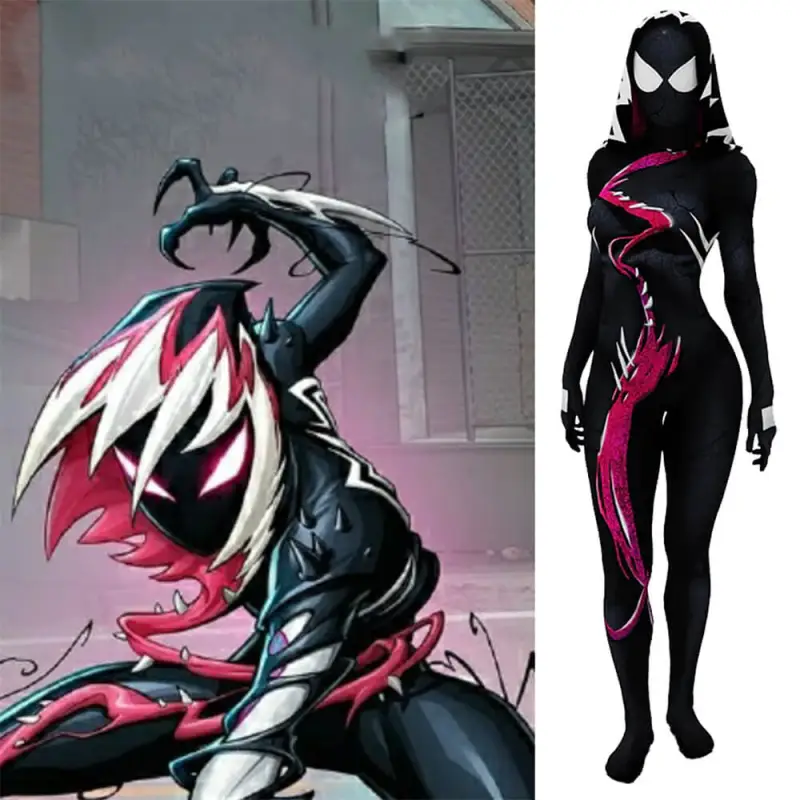 Female Venom Jumpsuit Spider Girl Bodysuit Cosplay Costume Adult Kids  Halloween