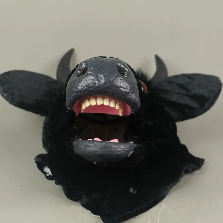Takerlama Mouth Mover Cow Mask Realistic Fursuit Animal Head Bull Mask Halloween Props