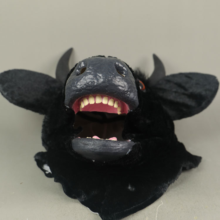 Takerlama Mouth Mover Cow Mask Realistic Fursuit Animal Head Bull Mask Halloween Props